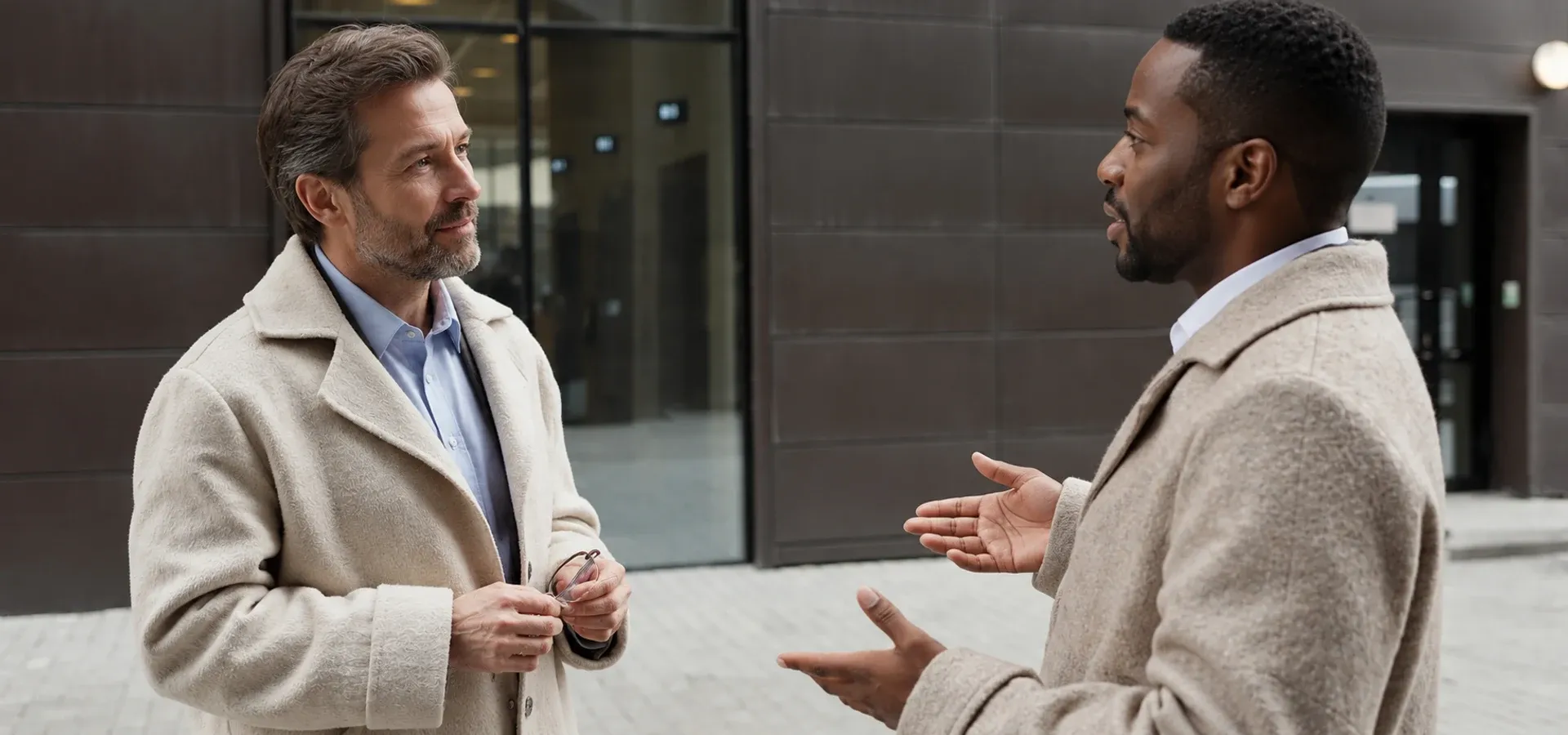 Two business leaders discussing strategy
