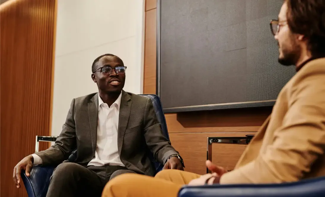Business professionals meeting at a consulting event