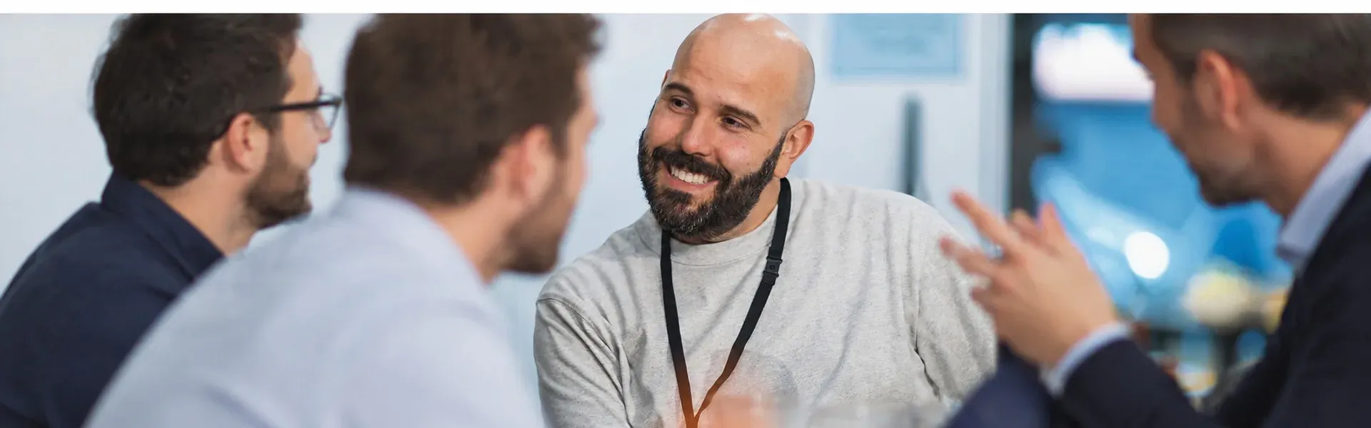 Business professionals discussing strategy in a collaborative meeting