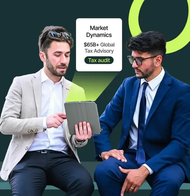 Tax advisors reviewing market data
