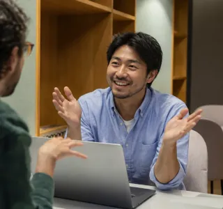 Colleagues collaborating in an office